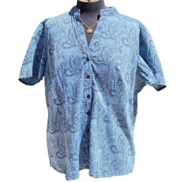 Fred David Woman blue & white top size 1X - Picture 1 of 3